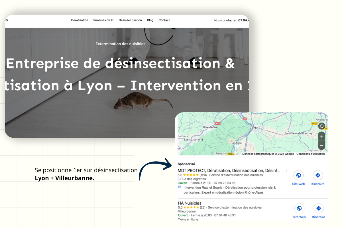 HA nuisibles - Résultats SEO local extermination nuisibles Lyon